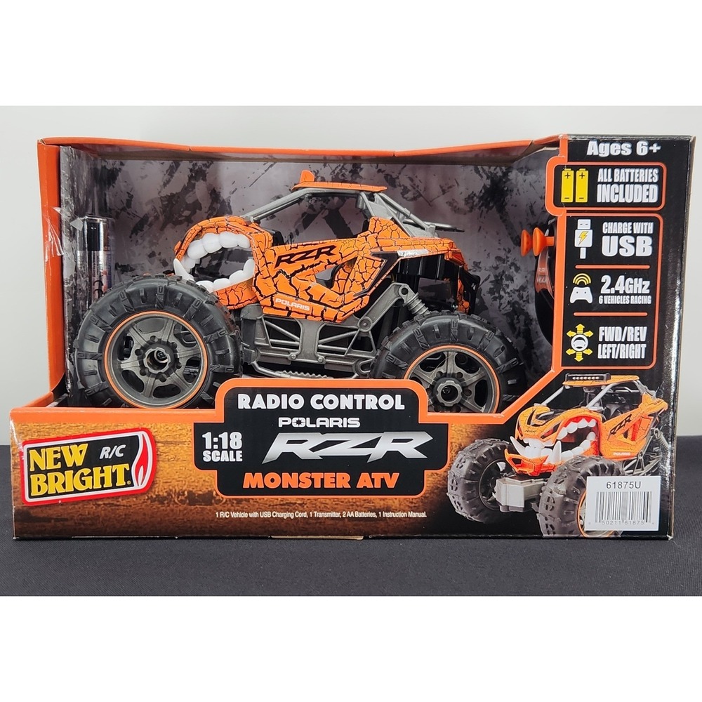 NEW Bright Polaris RZR Monster ATV 1:18 Scale Radio Control Car - Orange